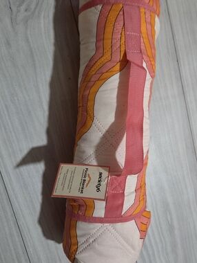 New, SweeTug Quilted Picnic Blanket - Pink, Orange & Cream